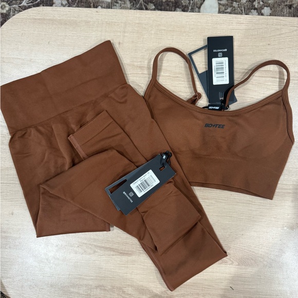 Bo+Tee Tops - Bo+Tee Women's Brown Leggings and Top Set